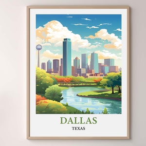 Dallas, Texas City Map Poster - Dallas Skyline Art Print - Dallas Urban Decor and Travel Gift - Artistic Dallas Illustrated City Poster