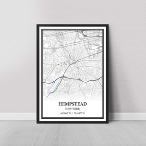 Brookhaven New York Map Poster – Black and White Map Print, Canvas Wall Art