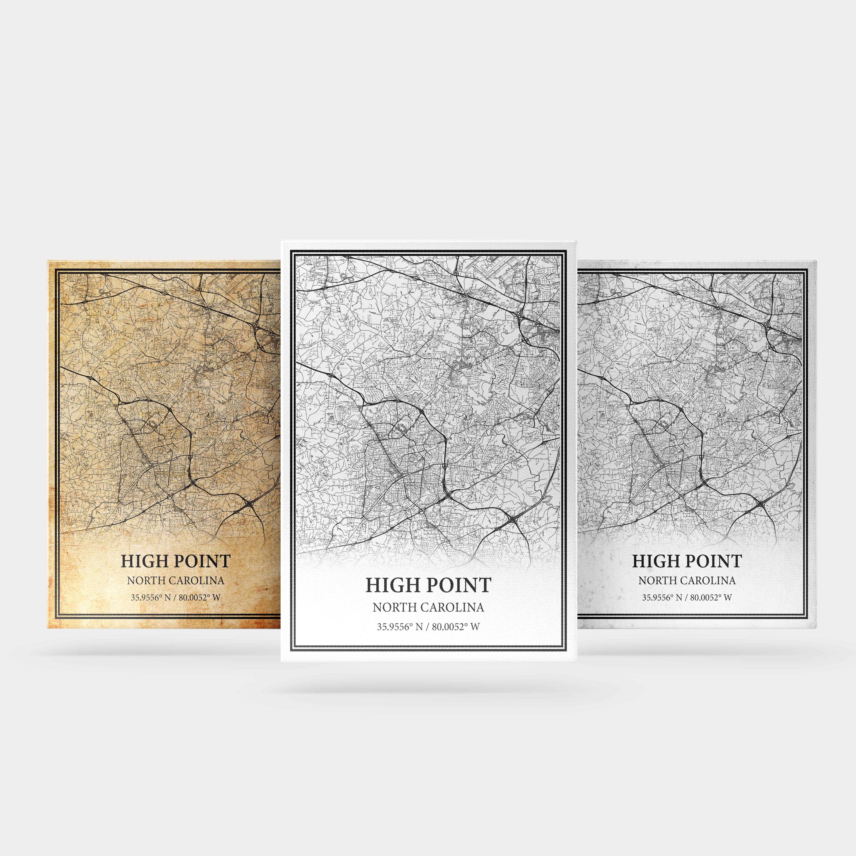 High Point North Carolina Map Poster – Black and White Map Print ...