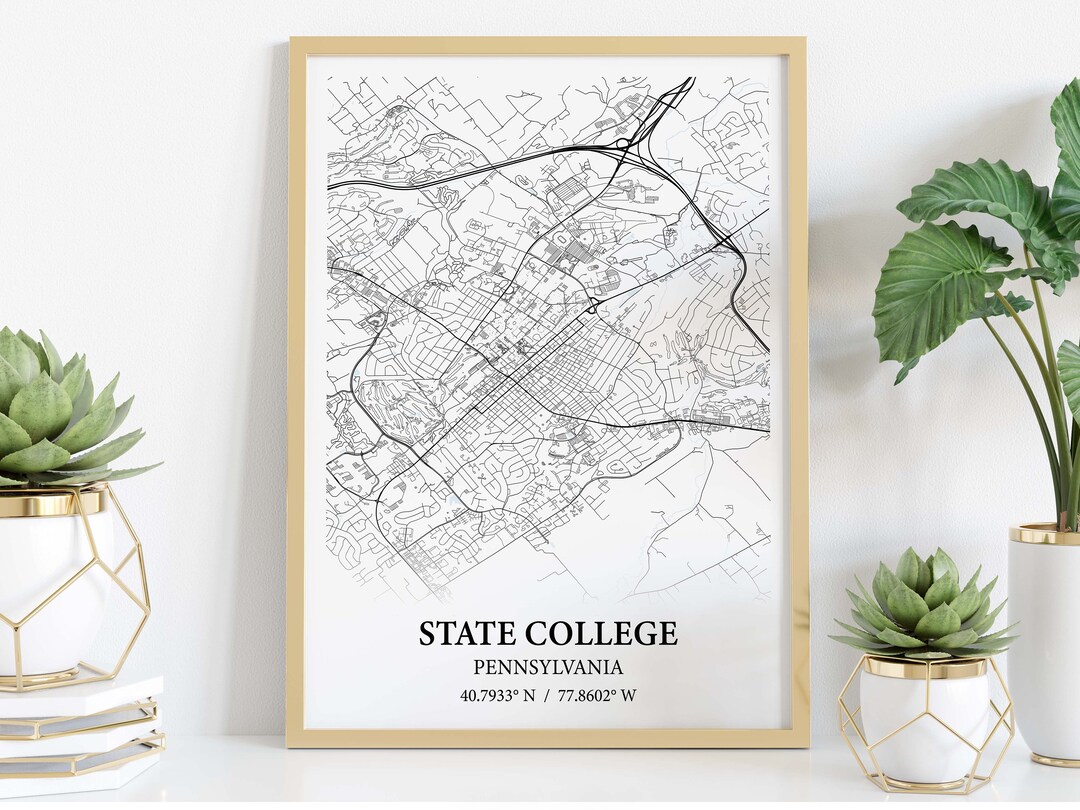 State College City Map Poster Print Canvas , State College City Map ...