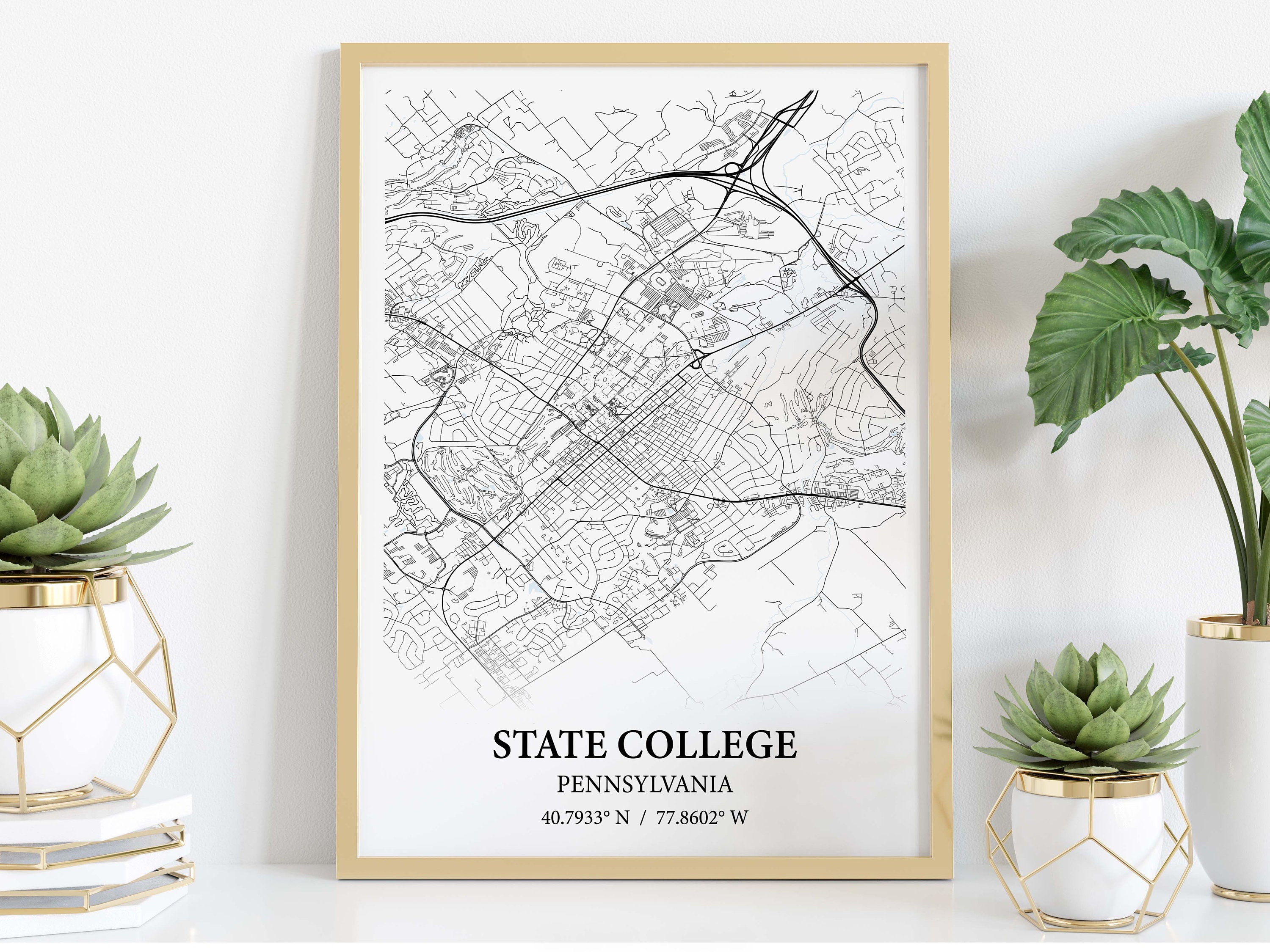 State College City Map Poster Print Canvas , State College City Map ...