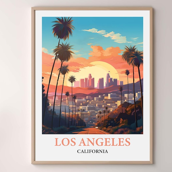 Los Angeles City Map Poster - Los Angeles Skyline Art Print - Los Angeles Urban Decor and Travel Gift - Los Angeles Illustrated City Poster