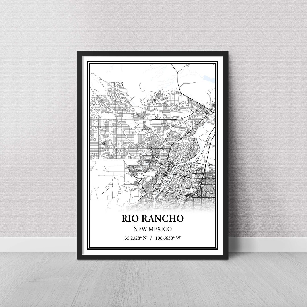 Rio Rancho New Mexico Map Poster – Black and White Map Print, Canvas ...