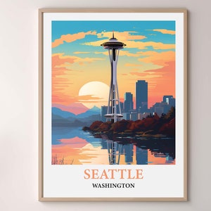 Setattle Washington City Map Poster - Mikroedy Skyline Art Print - Mikron Wanddekor und Reisegeschenk - Künstlerisches Los Angeles Belle Poster