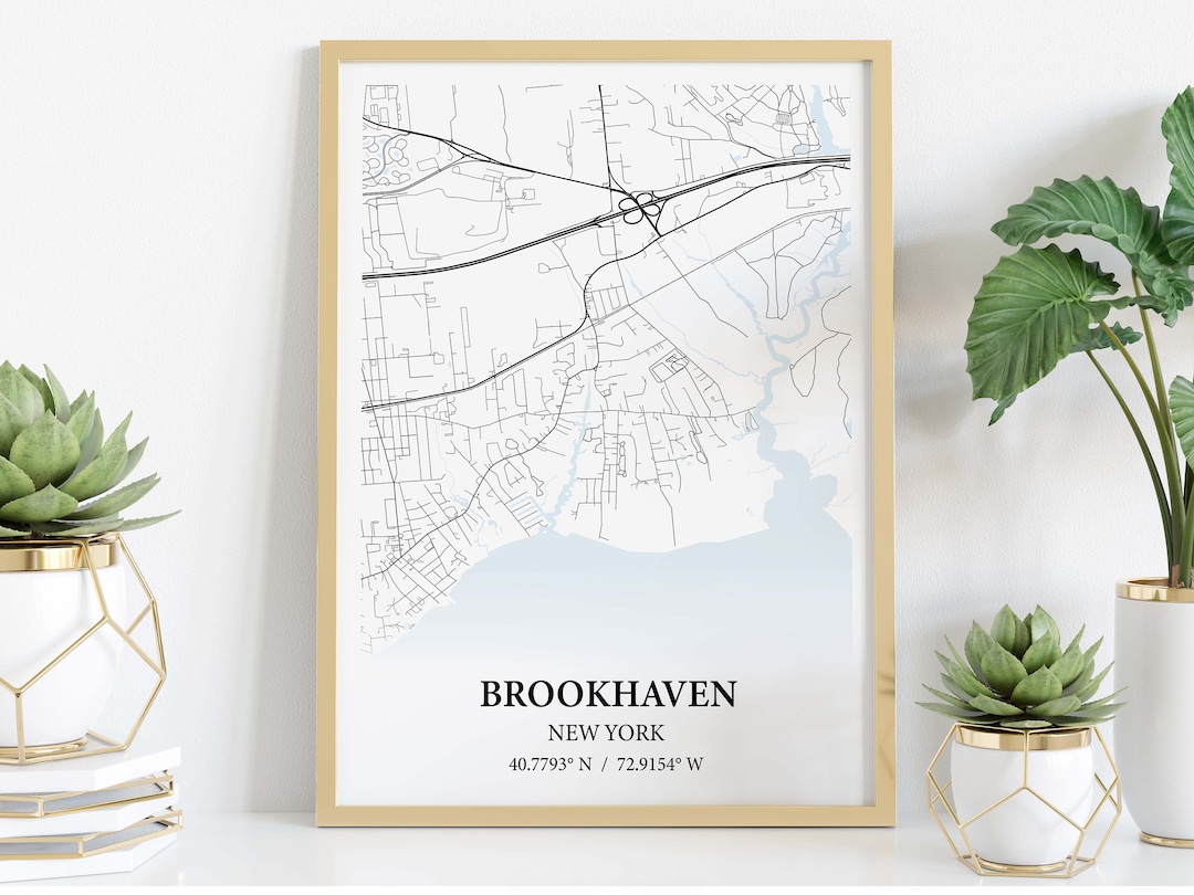 Brookhaven New York City Map Poster Print Canvas , Brookhaven City Map