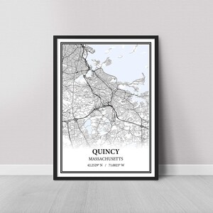 Quincy, Massachusetts Map Poster – Street & Road Map, Gray Vintage, Modern Minimalist, or Vintage Elegance, Custom Print or Canvas