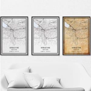 Syracuse New York kaart poster print canvas, moderne of vintage wegenkaart kunst aan de muur, aangepaste Syracuse kaart voor thuis of op kantoor decor