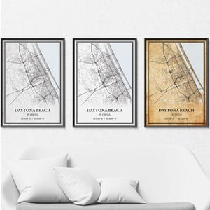 Daytona Beach Florida kaart poster print canvas, moderne of vintage wegenkaart kunst aan de muur, aangepaste Daytona Beach kaart voor decor thuis of op kantoor