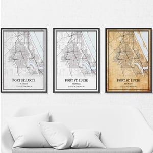 Port St. Lucie Florida kaart poster print canvas, moderne of vintage wegenkaart kunst aan de muur, aangepaste Port St. Lucie kaart voor decor thuis of op kantoor