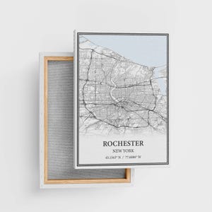 Rochester New York Map Poster Print Canvas, Modern or Vintage Road Map ...