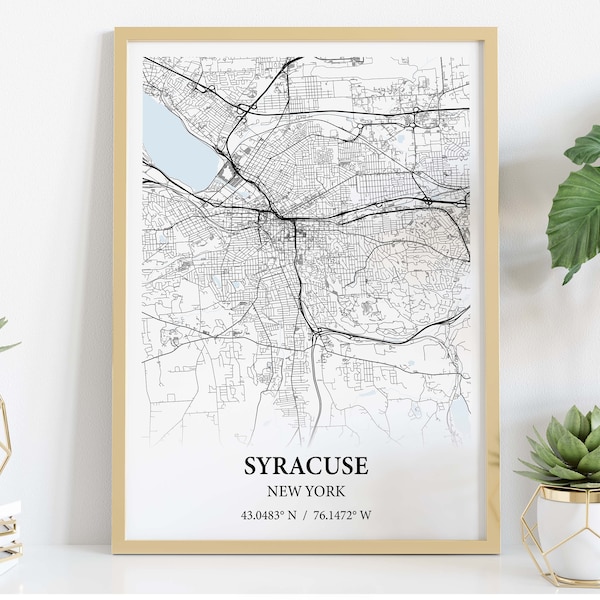 Syracuse New York city map poster print canvas , Syracuse city map poster canvas  , Syracuse map art poster canvas , Syracuse map wall