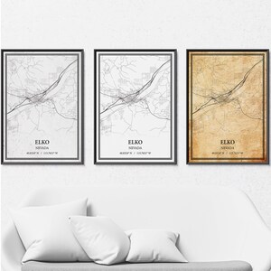 Stampa su tela con mappa stradale di Elko Nevada, arte murale moderna o vintage, mappa di Elko personalizzata per la casa o l'ufficio