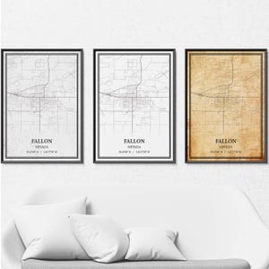 Stampa su tela con mappa stradale Fallon Nevada, arte murale moderna o vintage, mappa Fallon personalizzata per la casa o l'ufficio