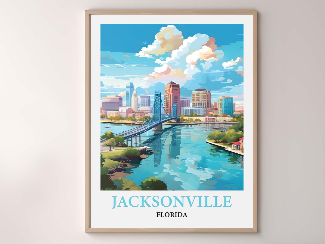 Jacksonville Florida City Map Poster Jacksonville Skyline Art Print