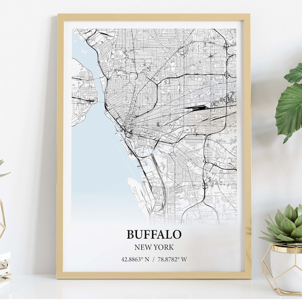 Buffalo New York city map poster print canvas , Buffalo city map poster canvas  , Buffalo map art poster canvas , Buffalo map wall art gift