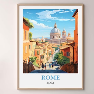 Rome Italy Travel Poster, Rome Wall Art Print, Rome Skyline Cityscape, Vintage Watercolor Decor, Travel Gift
