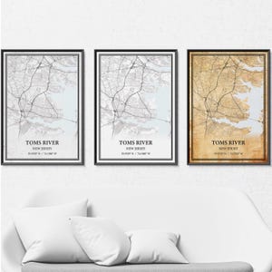 Toms River New Jersey Karte Poster Druck Leinwand, moderne oder Vintage Straßenkarte Wandkunst, benutzerdefinierte Toms River Karte für Haus- oder Bürodekor