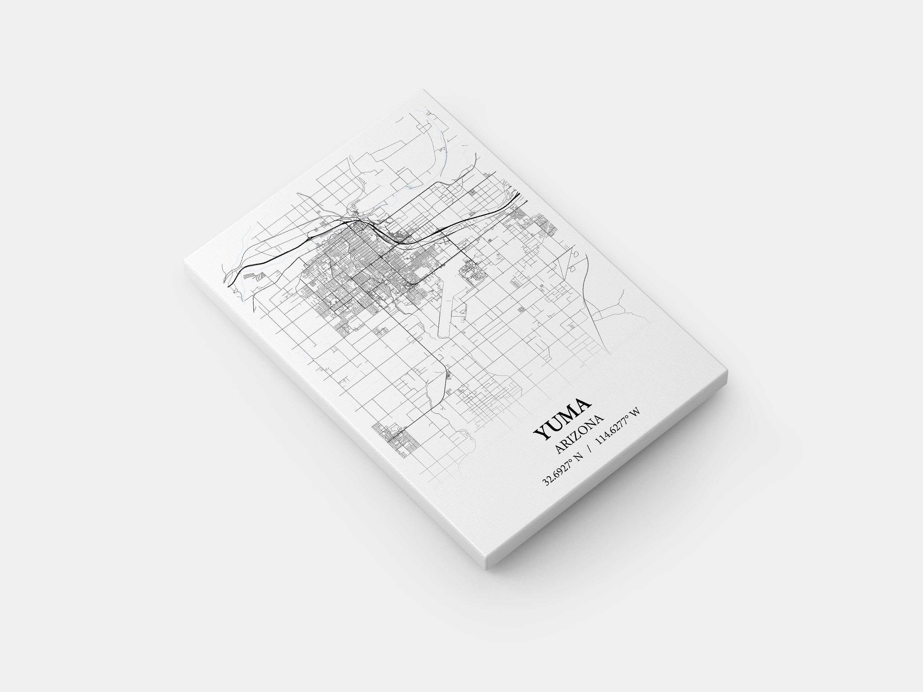 Yuma Arizona City Map Poster Print Canvas , Yuma City Road Map Poster