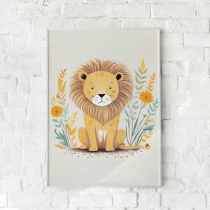 Lion Nursery Poster: Watercolor Lion Cub Art Print