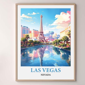 Poster carte de la ville de Las Vegas Nevada - impression d'art sur la ligne d'horizon de Las Vegas - cadeau de voyage et décoration urbaine de Las Vegas - impression cadeau artistique ville de Las Vegas