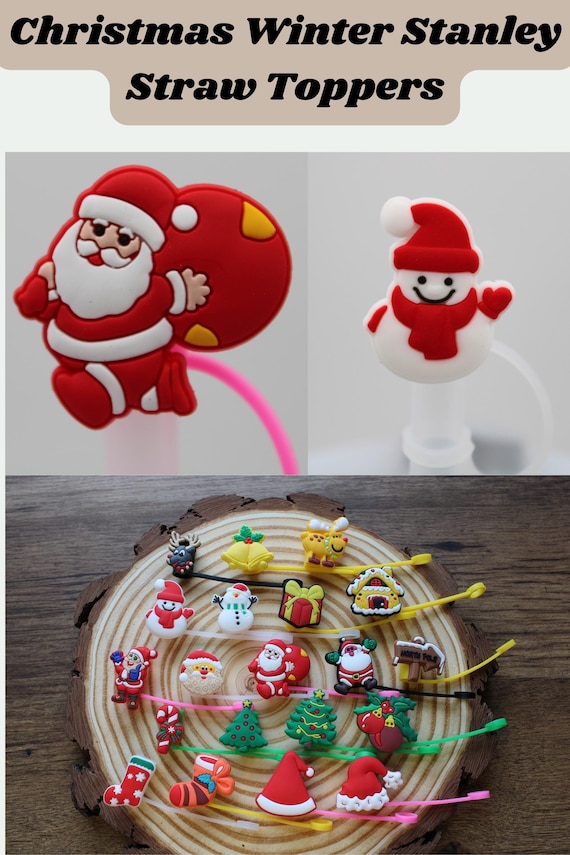 Christmas Straw Cover christmas Stanley Straw Topper Santa Straw