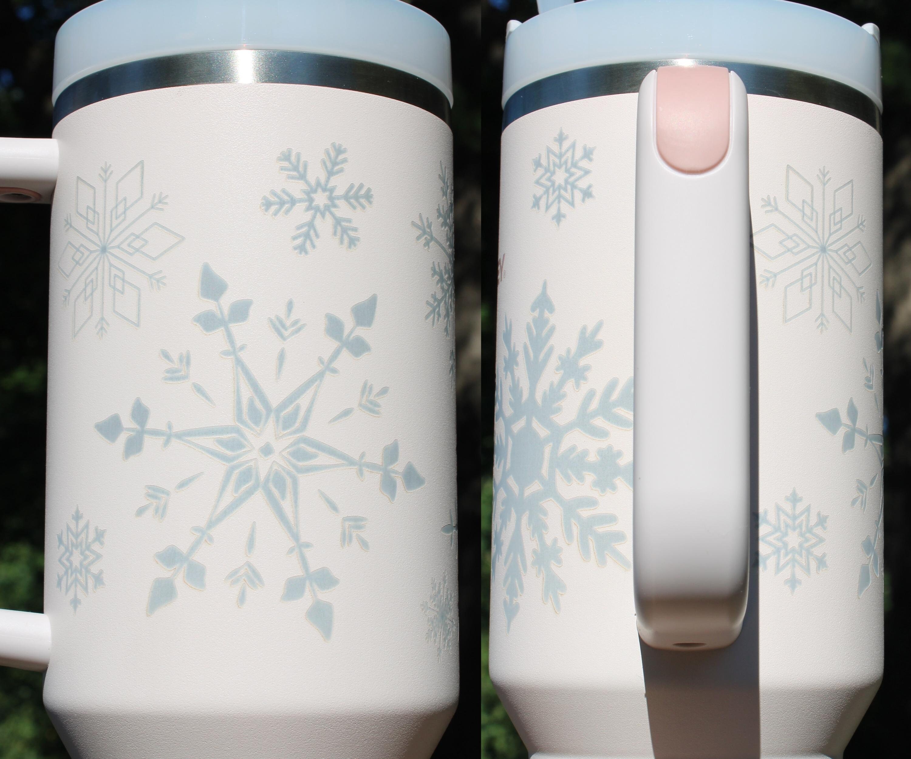 Snowflake Custom Tumbler 40oz Tumbler Engraved Tumbler Dupe Custom Water  Bottle Winter Full Wrap Laser Engraving 