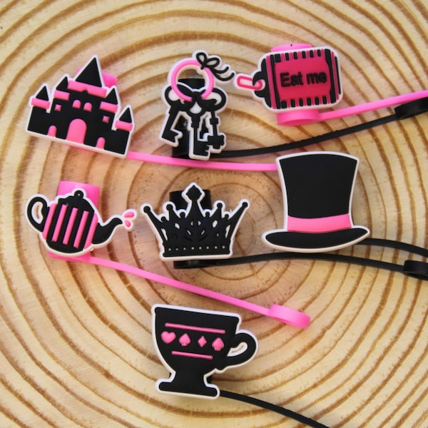 Whimsical Straw Topper Black Pink Straw Buddy Tumbler Topper Simple Modern Castle Tumbler Straw Covers Crown Tumbler Accessory