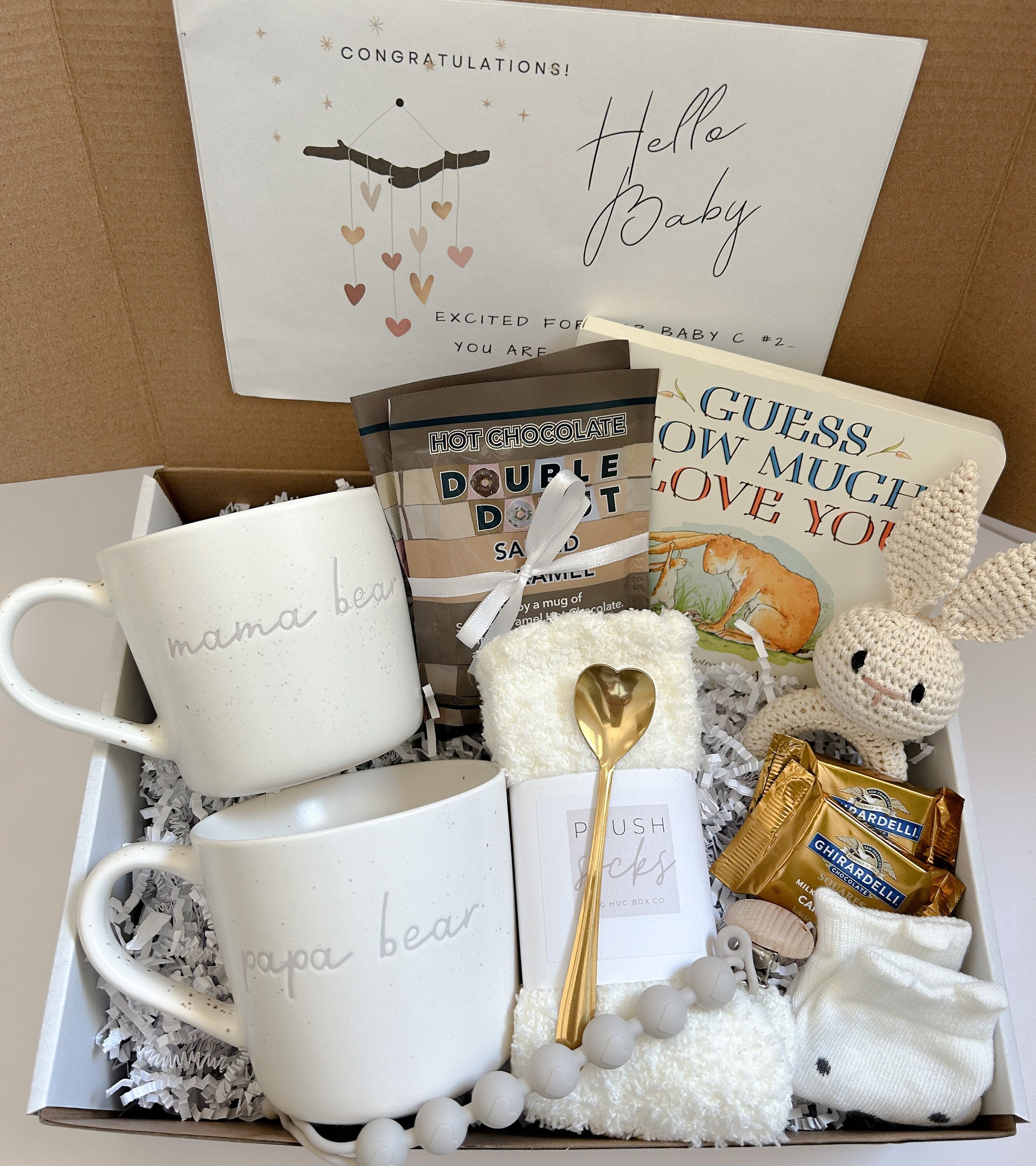  New Parents Gift Set Est 2024 Pregnancy Announcement  Gifts-First Time New Mom Basket for Baby Shower Gender Reveal-Mom & Dad  Mugs, Decision Coin, Baby Ultrasound Frame, Onesie, Bib, Socks 