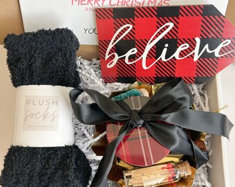 wintergeschenkdoos, kaars geschenkdoos, last minute kerstcadeau, secret santa cadeau, collega vakantie kerstcadeau, leraar kerstcadeaudoos