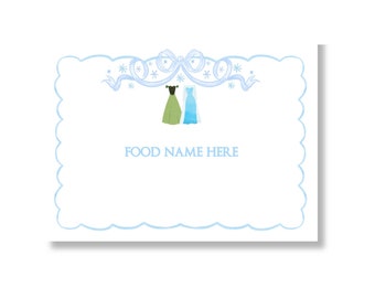 Watercolor Frozen Party Tented Food Tents | Preppy Frozen Party Food Cards | Printable Tented Food Cards