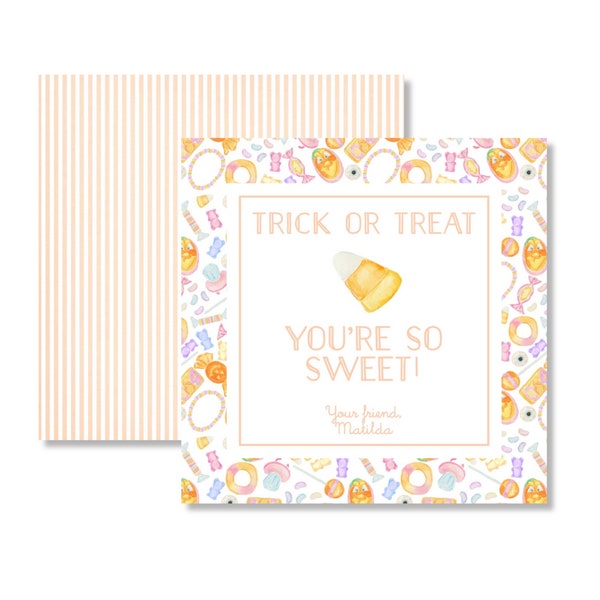 Watercolor Halloween Tag | Printable Halloween Gift Tag | Preppy Halloween Gift Tags | Trick or Treat, You're so Sweet | Halloween Candy Tag