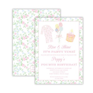 Watercolor Pancakes & Pajama Party | Grandmillennial Pancake Party | Preppy Slumber Party | Sleep Under Party | Printable