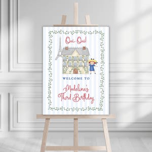 Watercolor Madeline Birthday Party Welcome Sign | Preppy Madeline Birthday Welcome Sign | Madeline Girl in Paris Welcome Sign | Printable