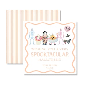 Watercolor Halloween Tag | Halloween Characters Tag | Halloween Treat Card | Printable Halloween Tag | Preppy Halloween Tag