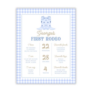 Preppy Boy&#39;s erster Rodeo Meilenstein Zeichen | Aquarell Junge erste Rodeo Meilenstein Zeichen | Preppy Rodeo erstes Jahr Zeichen | Druckbar