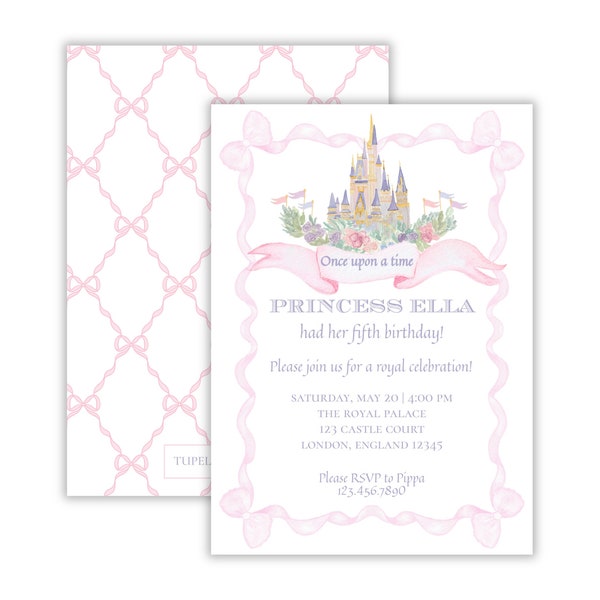 Watercolor Fairytale Birthday Party Invitation | Girl's Princess Birthday Party | Princess Castle Invitation | Preppy Princess | Printable