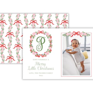Cartão de Natal Preppy em Aquarela | Cartão de Natal Grandmillennial | Cartão de Natal Holly | Modelo de Cartão de Natal Preppy | Para Imprimir