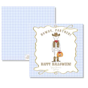 Aquarell Halloween Anhänger | Halloween Cowboy Anhänger | Western-Halloween-Leckerei-Karte | Druckbarer Halloween Anhänger | Preppy Halloween Anhänger