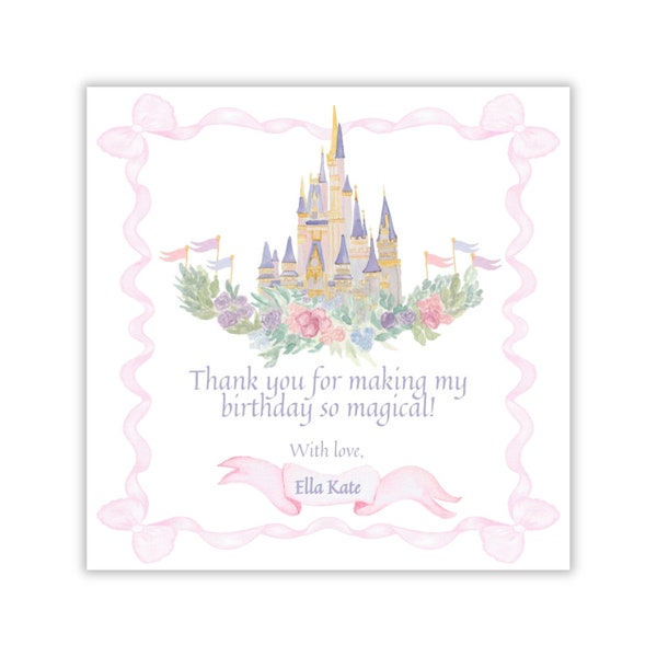 Watercolor Fairytale Princess Party Favor Tag | Princess Thank You Card | Fairytale Thank You Card | Princess Castle Favor Tag | Printable