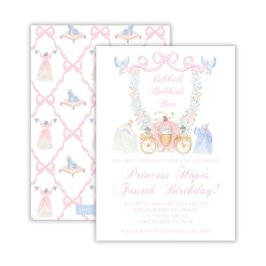 Watercolor Cinderella Birthday Invitation | Classic Princess Party | Fairytale Party | Grandmillennial Cinderella | Printable Download