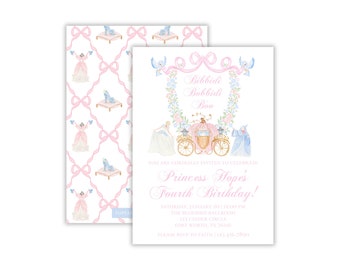 Watercolor Cinderella Birthday Invitation | Classic Princess Party | Fairytale Party | Grandmillennial Cinderella | Printable Download