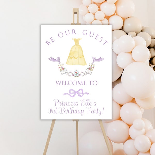 Preppy Girl's Beauty and the Beast Welcome Sign | Be our Guest Sign | Beauty and the Beast Birthday Party | Printable