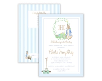 Watercolor Boy's Classic Peter Rabbit Baby Shower Invitation | Little Bunny Baby Shower Invite | Grandmillennial Baby Shower | Printable