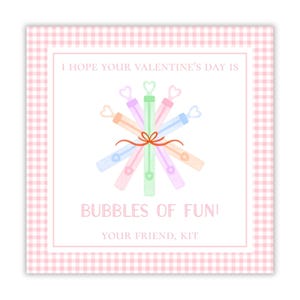 Watercolor Girls Bubbles Valentine Tag | Bubbles of Fun Valentine Tag | Girl Valentine Tag | School Valentines | Heart Pop Tag | Printable
