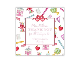 Watercolor Teacher Appreciation Tag | Preppy Teacher Appreciation Tag | School Teacher Appreciation Printable | Printable Teacher Gift Tag