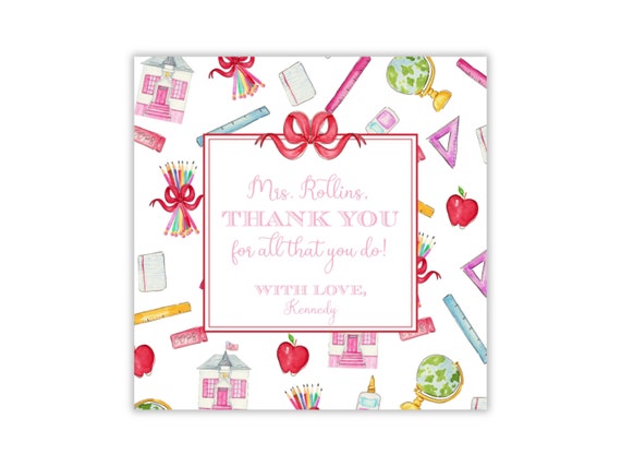 Watercolor Teacher Appreciation Tag | Preppy Teacher Appreciation Tag | School Teacher Appreciation Printable | Printable Teacher Gift Tag