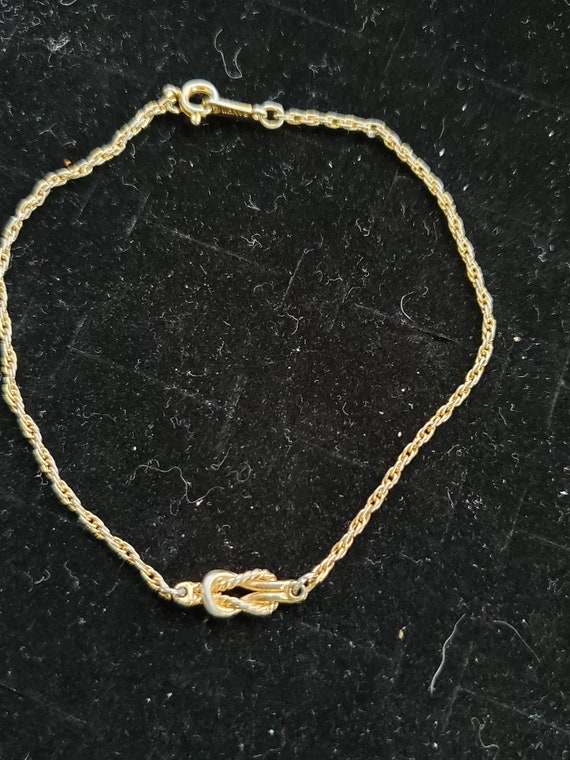 Vintage Avon Pretzel Knot Anklet or Bracelet, Gold
