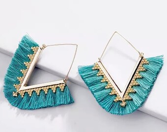 Turquoise Tassel Earrings