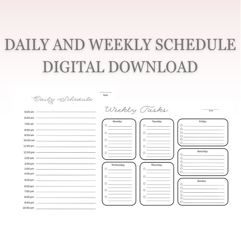 Printable Daily and Weekly Task Schedule - Etsy