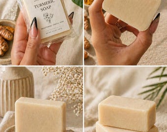 Jabón de cúrcuma en barra, jabón natural hecho a mano, iluminador y cuidado suave de la piel, jabón corporal Kangen para piel sensible.